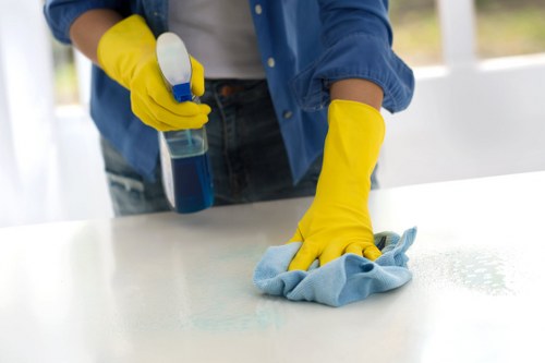 Protective gloves and safety gear used during carpet cleaning